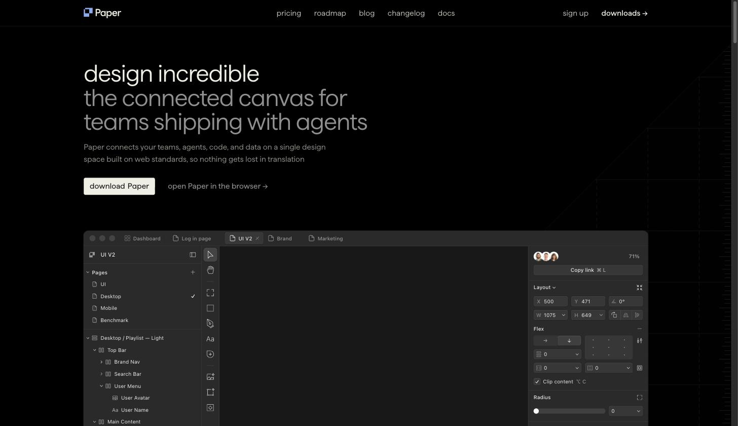 Paper.design, the connected canvas for teams shipping with agents
