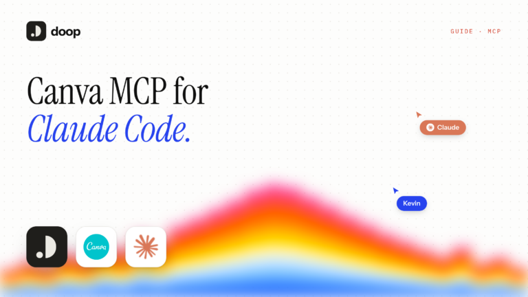 Canva MCP for Claude Code: doop, Canva and Claude logos on the doop.design blog cover