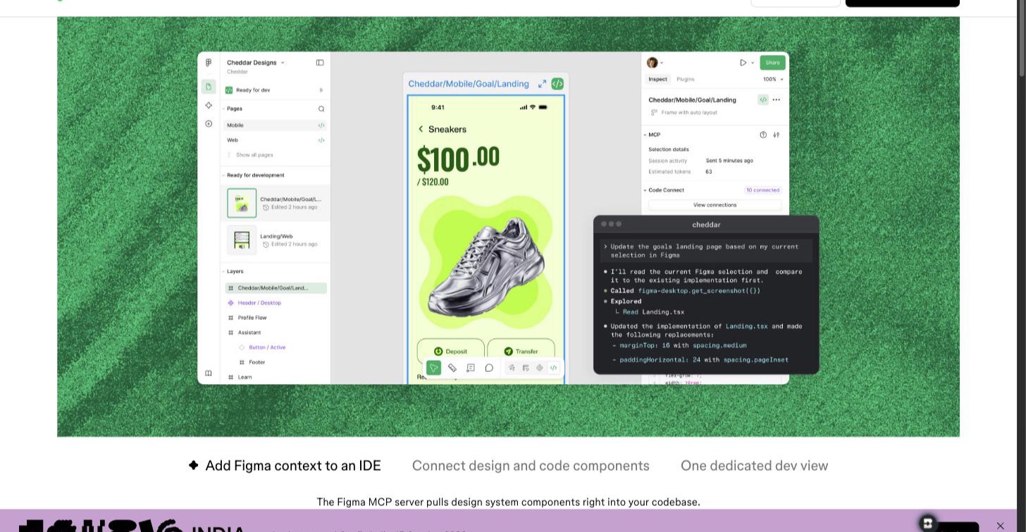 Figma MCP design review: an agent calls get_screenshot on the selection and compares it to the implementation